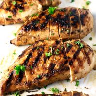 Best & Juiciest Grilled Chicken Breast | This is the best grilled chicken breast you will ever have in your life. The super easy marinade keeps the chicken so incredibly juicy that these will become the next grilled chicken breast legend. | sodamndelish.com