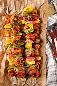 BBQ grilled chicken kabobs