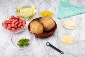 Ingredients for salchipapa