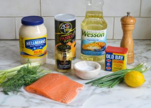 Ingredients for salmon cakes recipe