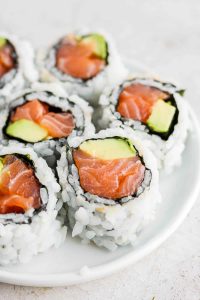 sushi order topped with salmon nyt